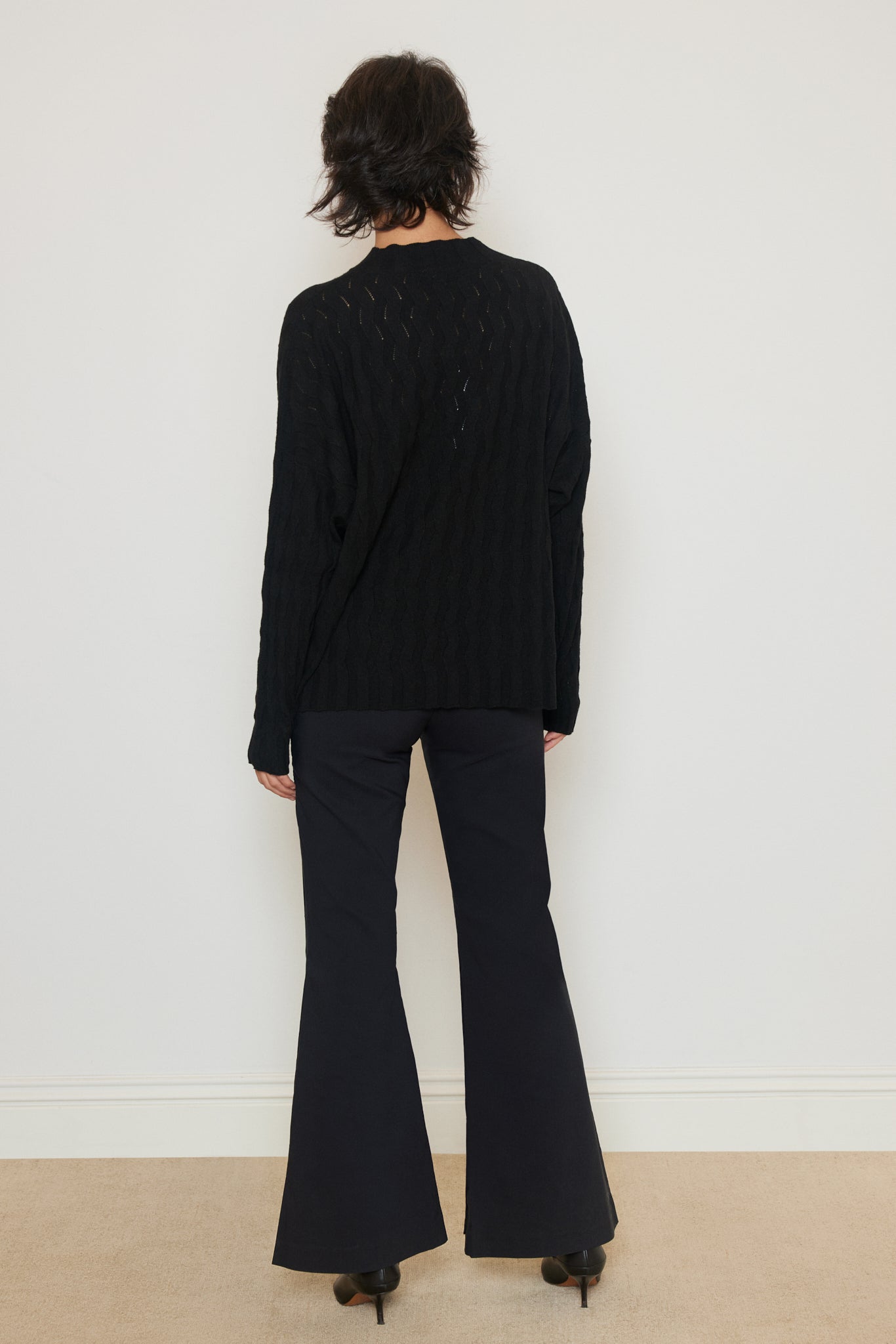ZIGZAG BRAIDED CASHMERE BLEND SWEATER