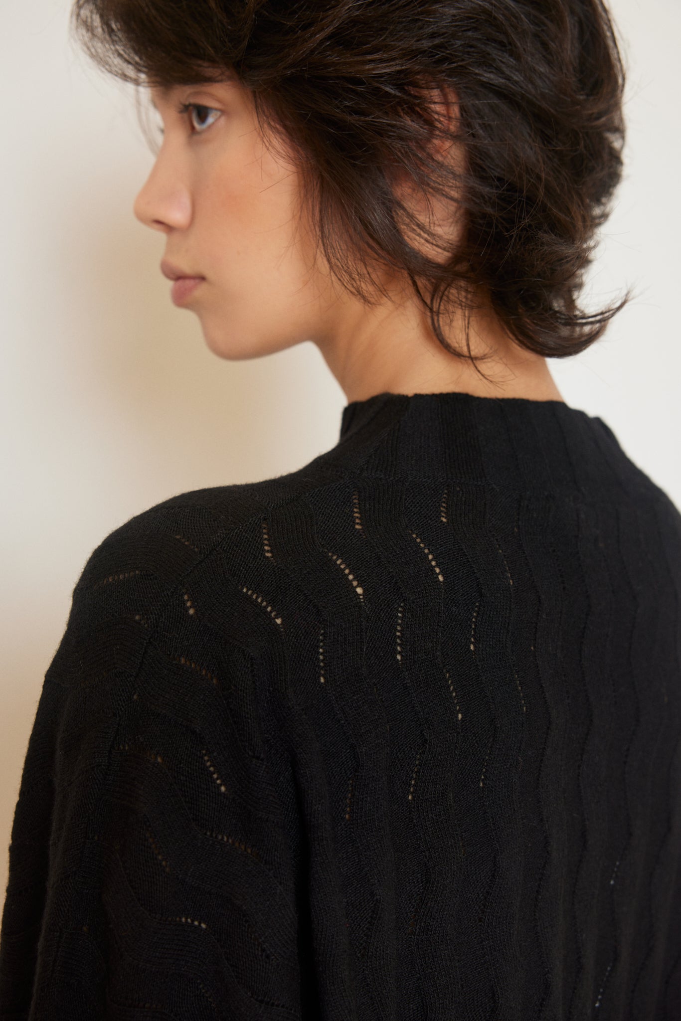 ZIGZAG BRAIDED CASHMERE BLEND SWEATER