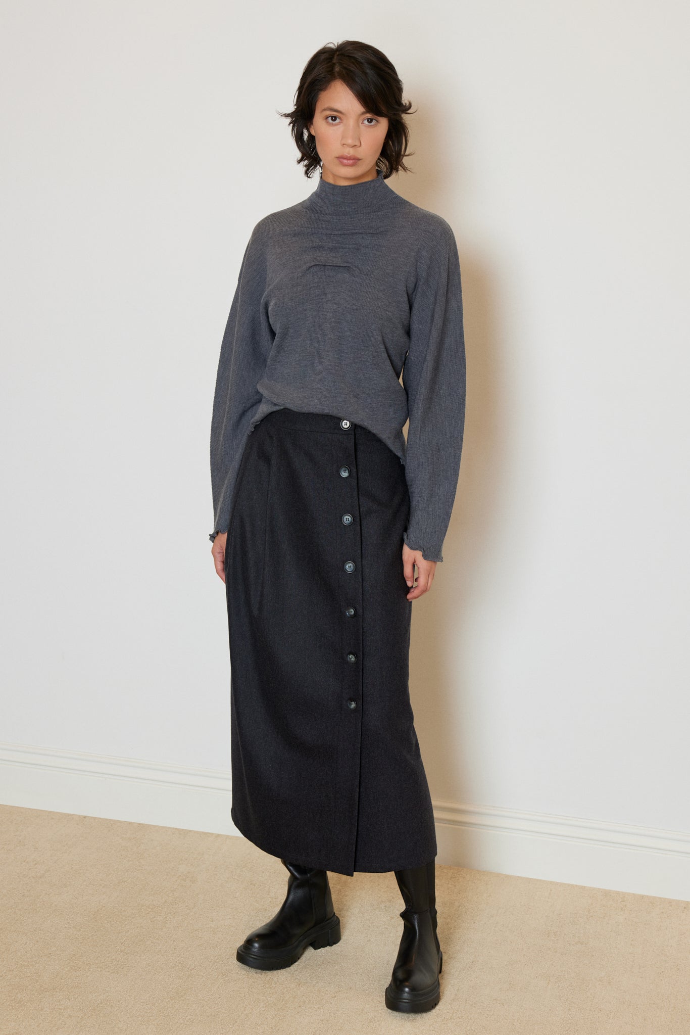 BATWING KNIT WITH DRAPED NECK DETAIL