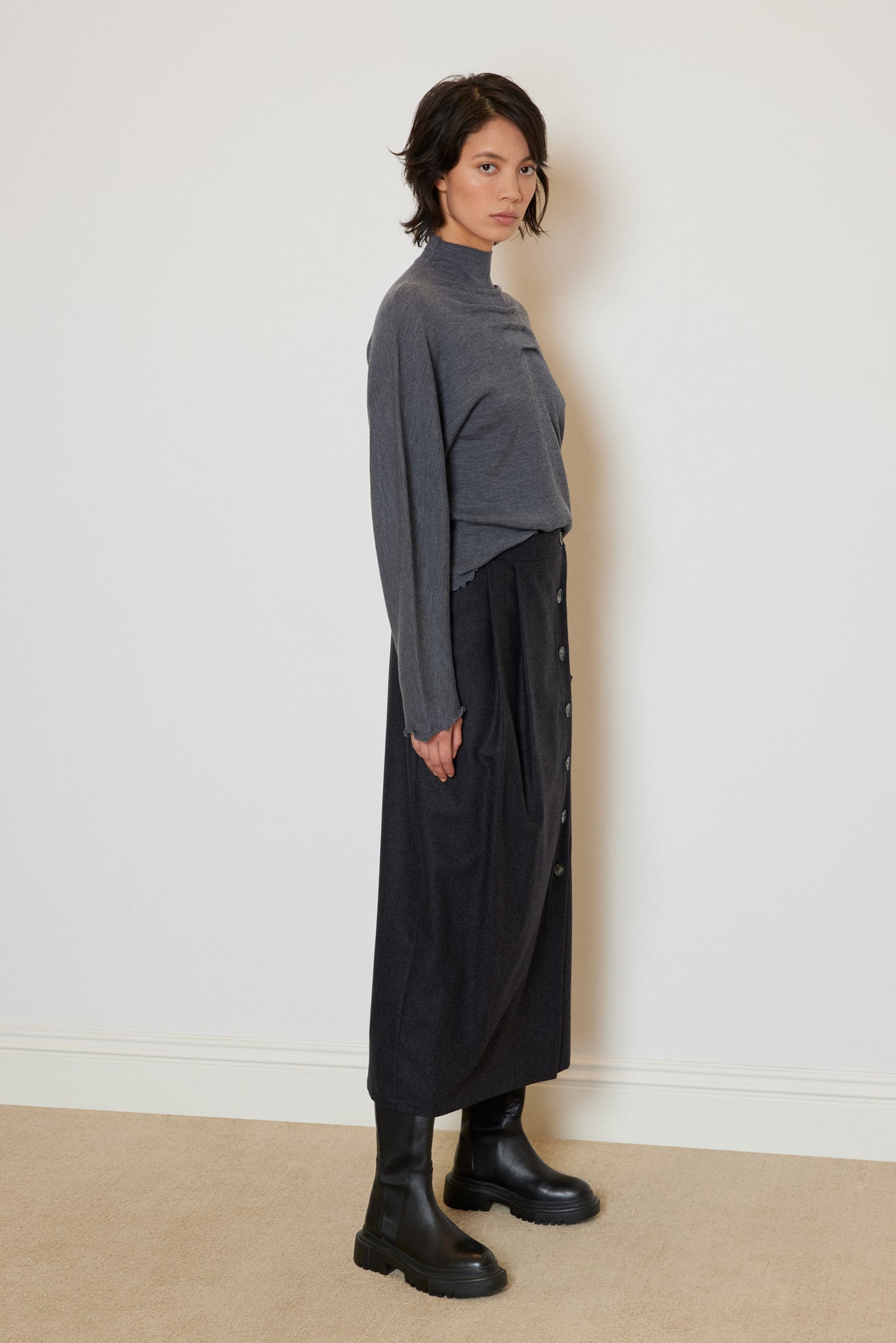 BATWING KNIT WITH DRAPED NECK DETAIL