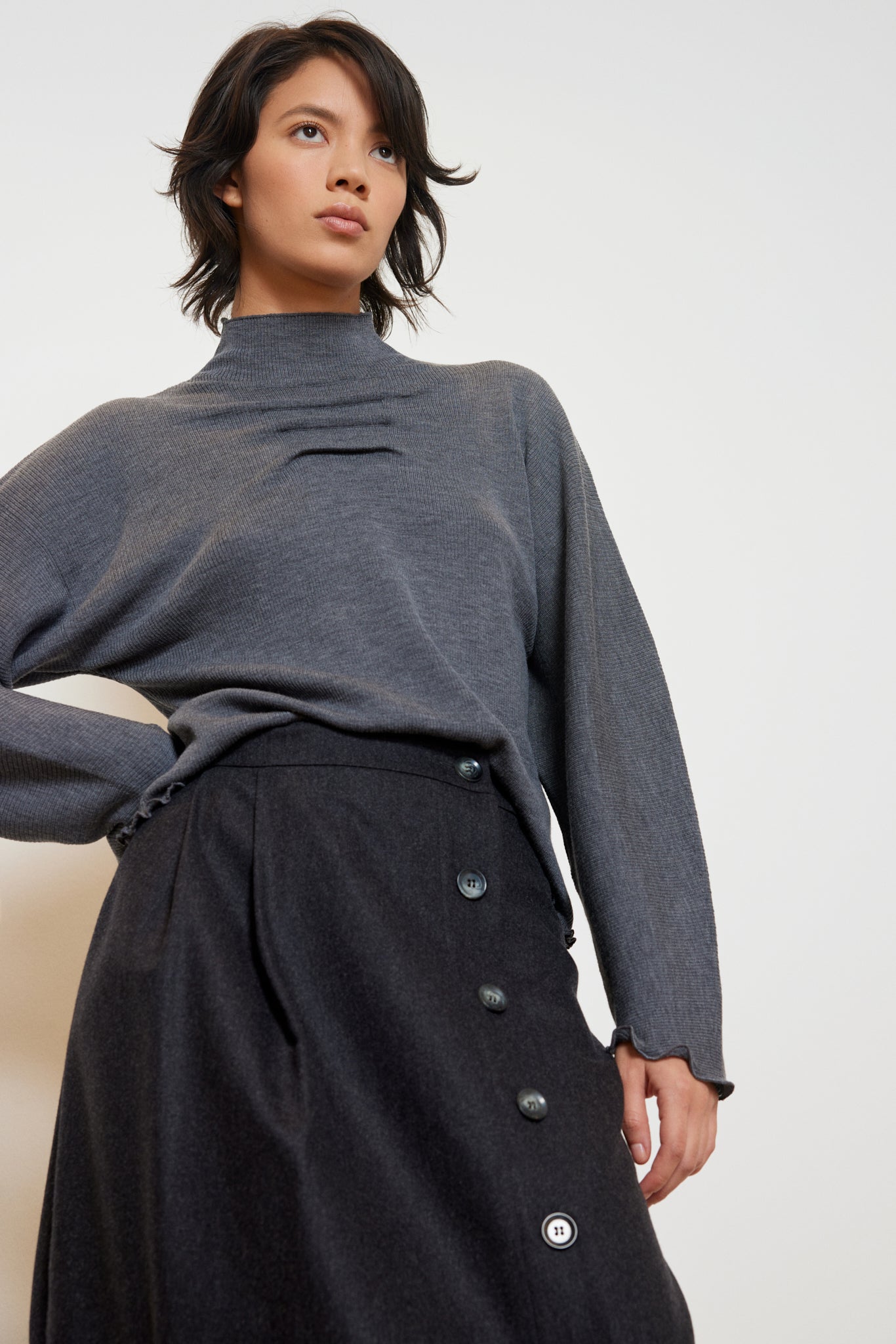 BATWING KNIT WITH DRAPED NECK DETAIL