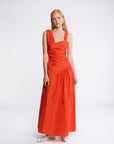 TAFFETA DRESS WITH GATHERING