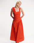 TAFFETA DRESS WITH GATHERING