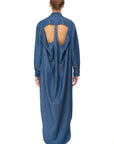 SHIRTDRESS WITH ADJUSTABLE BACK DECOLLETAGE