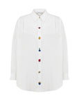 OLIMPOS WHITE SHIRT WITH EMBROIDERED BUTTONS
