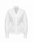 POSITANO WHITE SHIRT WITH GEOMETRICAL SILHOUETTE