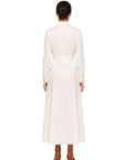 BELT DETAILED LONG SLEEVE WHITE DRESS