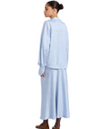 SATIN BLUE POLKA DOT FREZYA SHIRT
