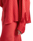 RED POLKA DOT BIAS-CUT MIDI SKIRT