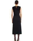 BLACK SLEEVELESS DRAPED DRESS