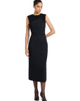BLACK SLEEVELESS DRAPED DRESS
