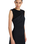 BLACK SLEEVELESS DRAPED DRESS