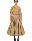 CAMEL TAFFETA BALLOON SKIRT