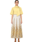 LILYUM BUTTER YELLOW SCARF NECK BLOUSE