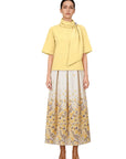 LILYUM BUTTER YELLOW SCARF NECK BLOUSE