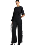 BLACK BEGONYA BLOUSE WITH SLIT SLEEVE DETAIL