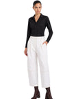 WHITE DENIM CONIC PANTS