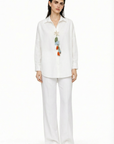 TROPEA RELAXED SHIRT WITH EMBROIDERED ACCESSORY