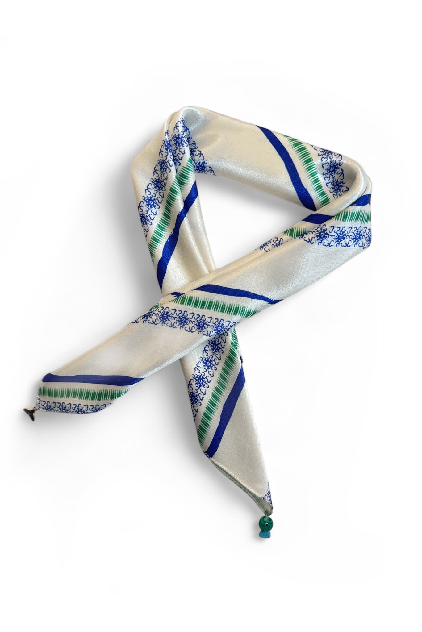 BLUE / GREEN STRIPED SATIN BANDANA