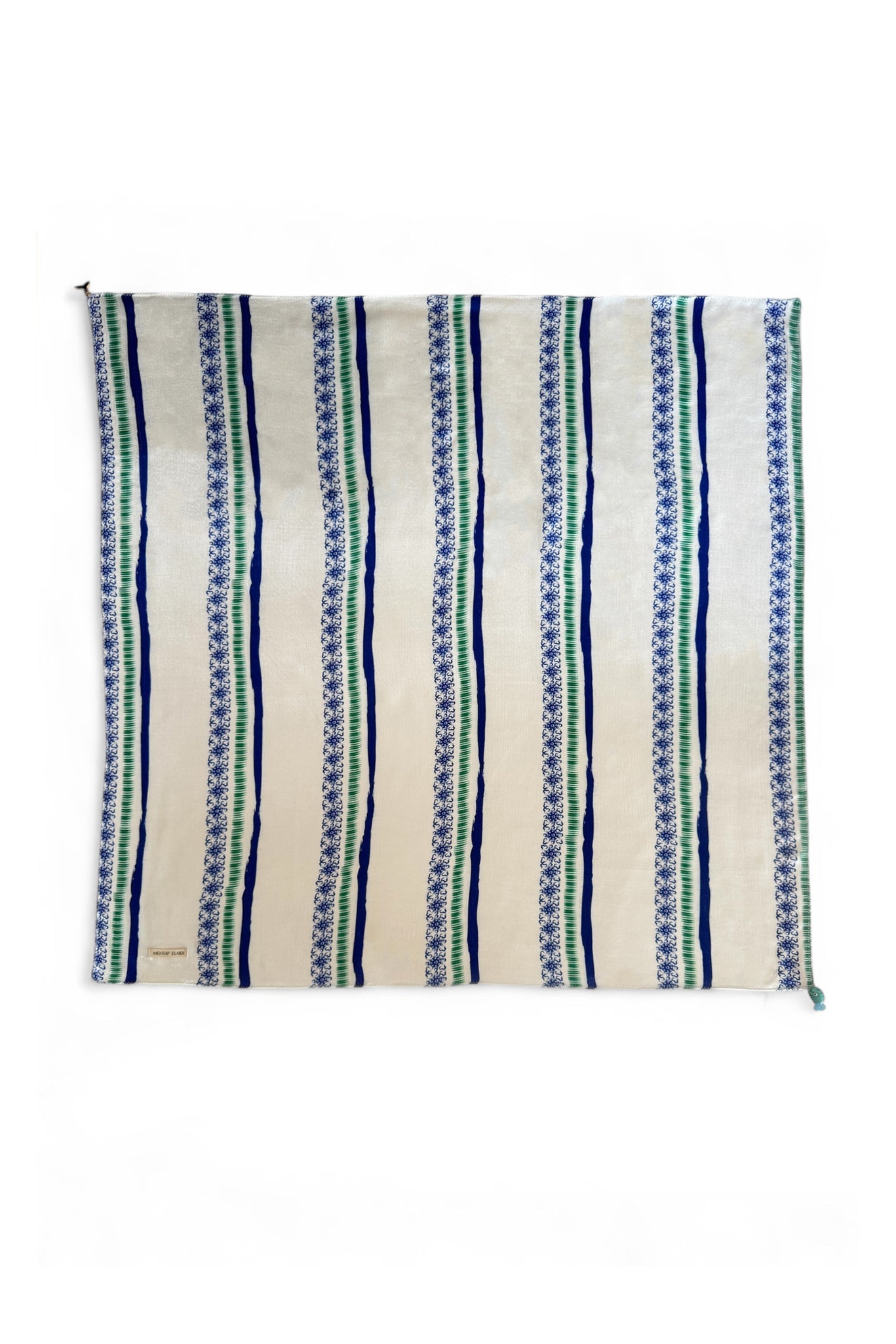 BLUE / GREEN STRIPED SATIN BANDANA