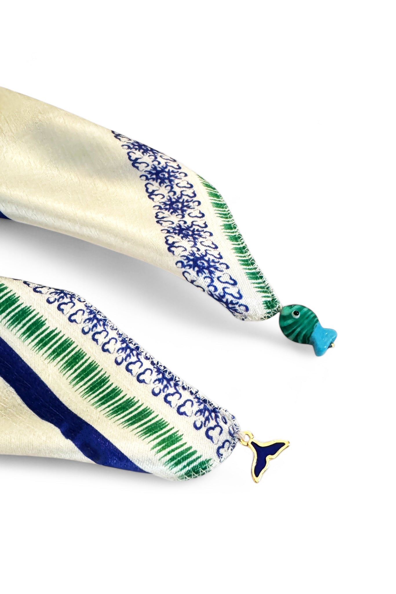 BLUE / GREEN STRIPED SATIN BANDANA