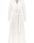 BELT DETAILED LONG SLEEVE WHITE DRESS
