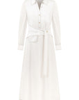 BELT DETAILED WHITE LONG SLEEVE DRESS