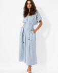 WHITE COTTON DRESS WITH NAZAR BEADS