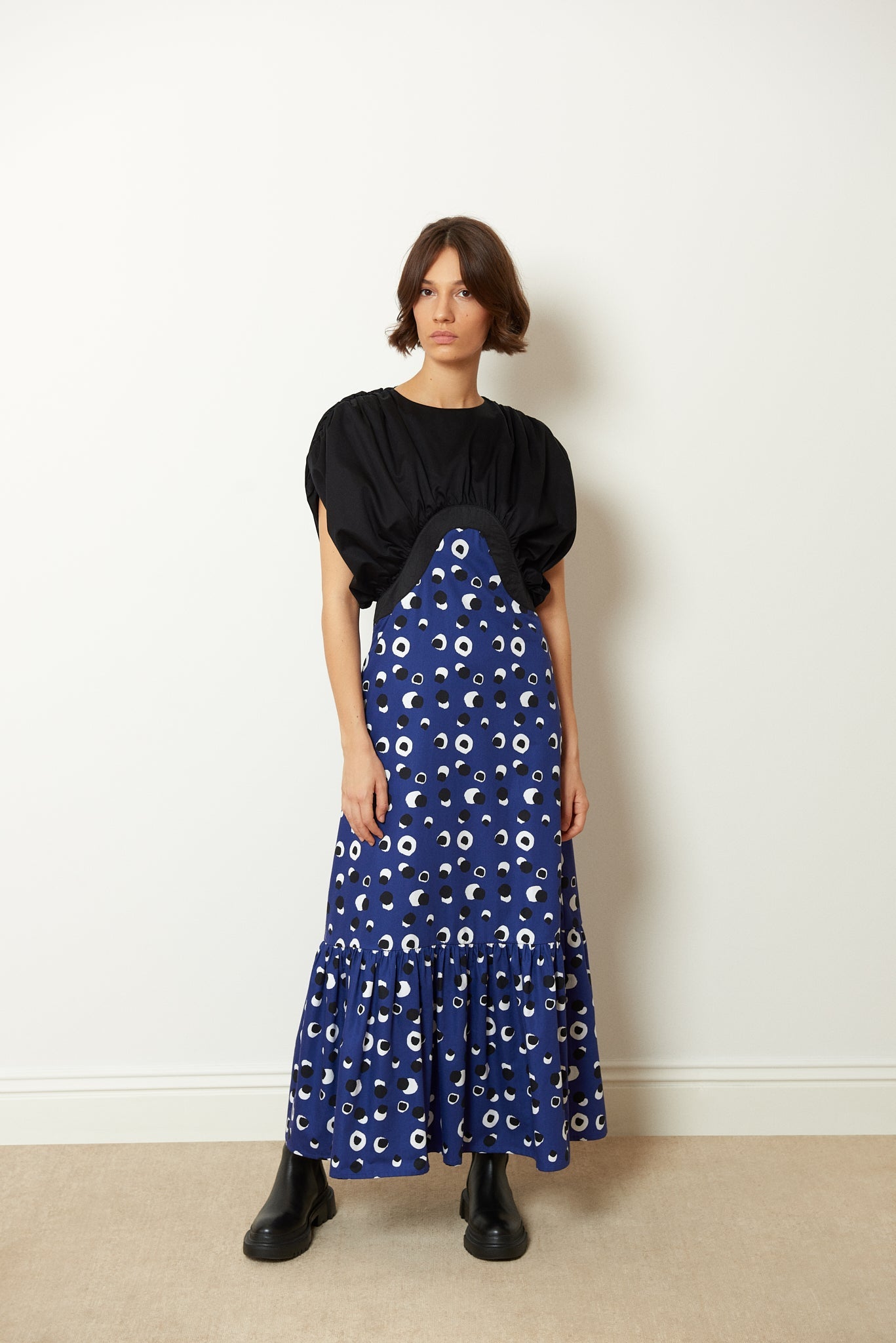 WAVE PANELED COLOR BLOCK DRESS