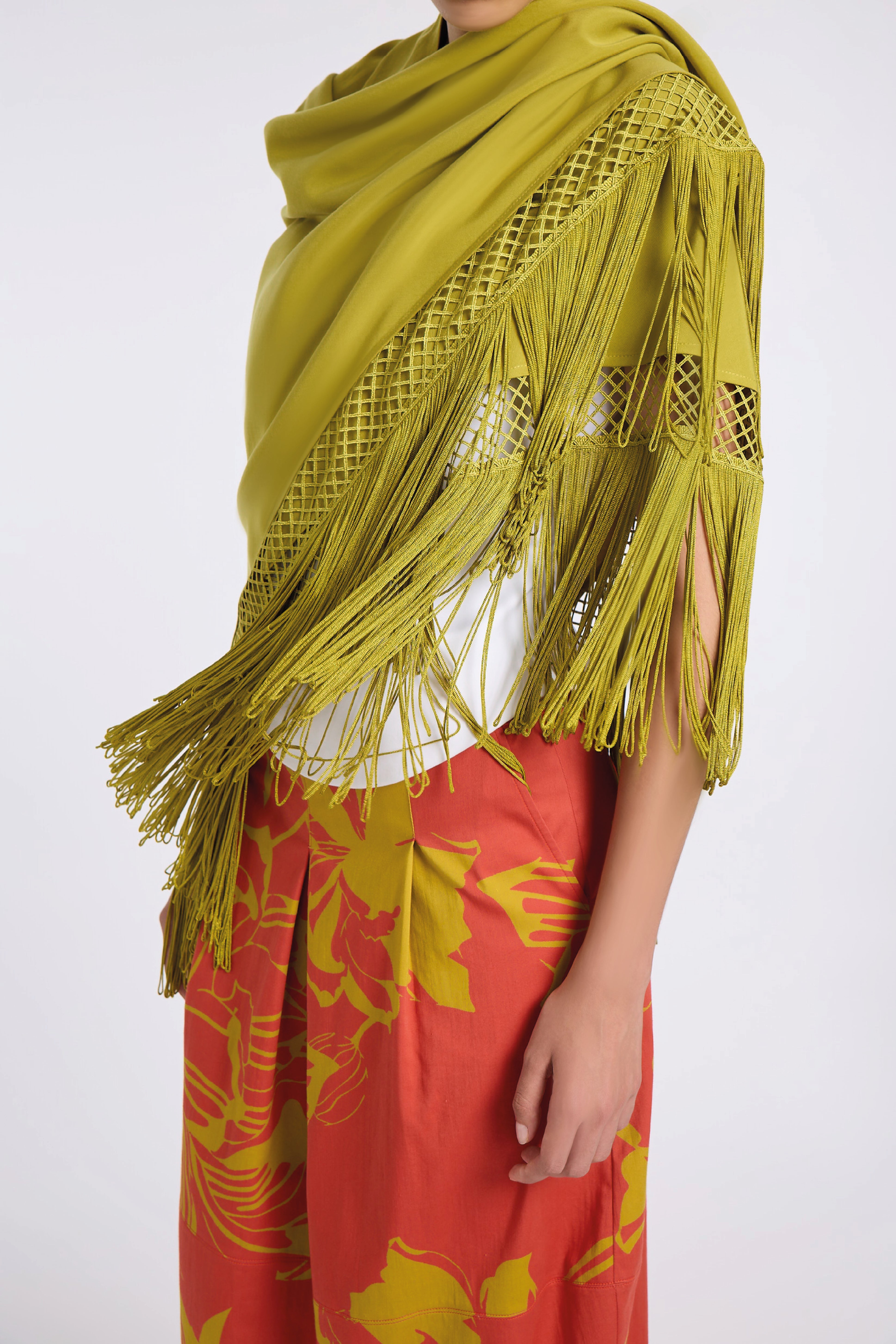 OLIVE FRINGED SHAWL