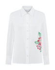 EMBROIDERY DETAILED CLASSIC WHITE SAKURA SHIRT