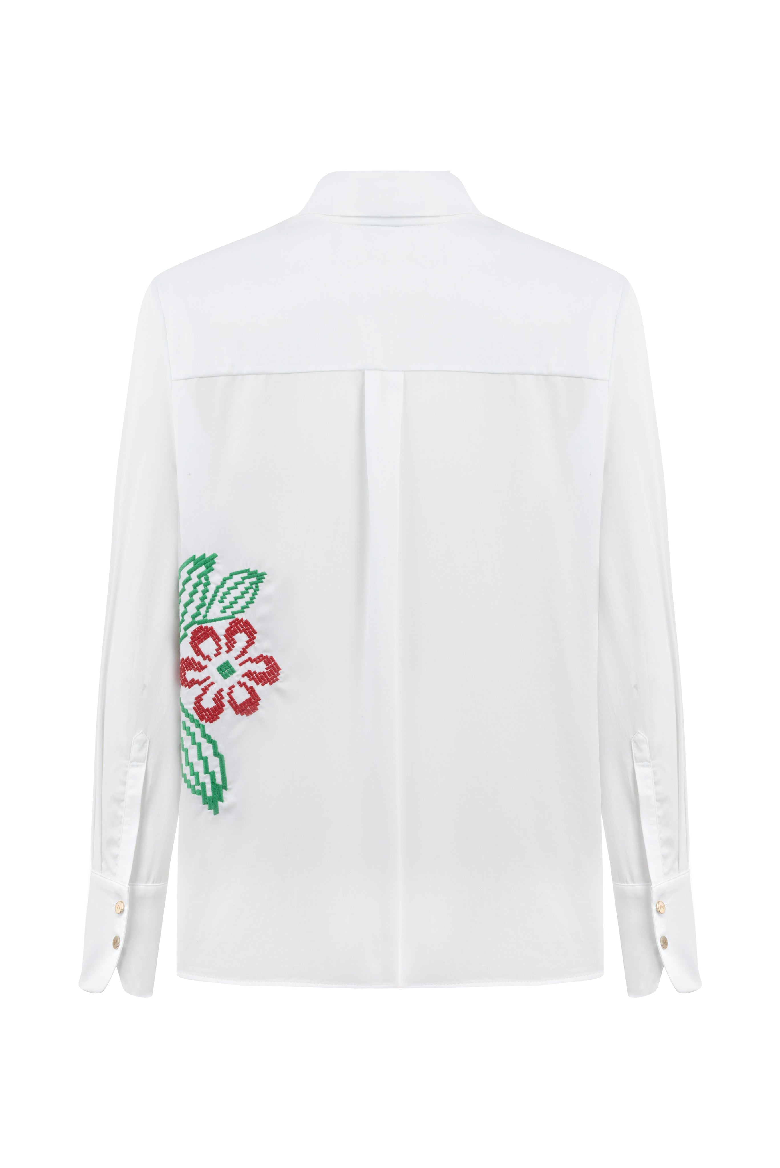 EMBROIDERY DETAILED CLASSIC WHITE SAKURA SHIRT
