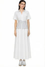WHITE DRESS WITH BLUE STRIPED CORSET