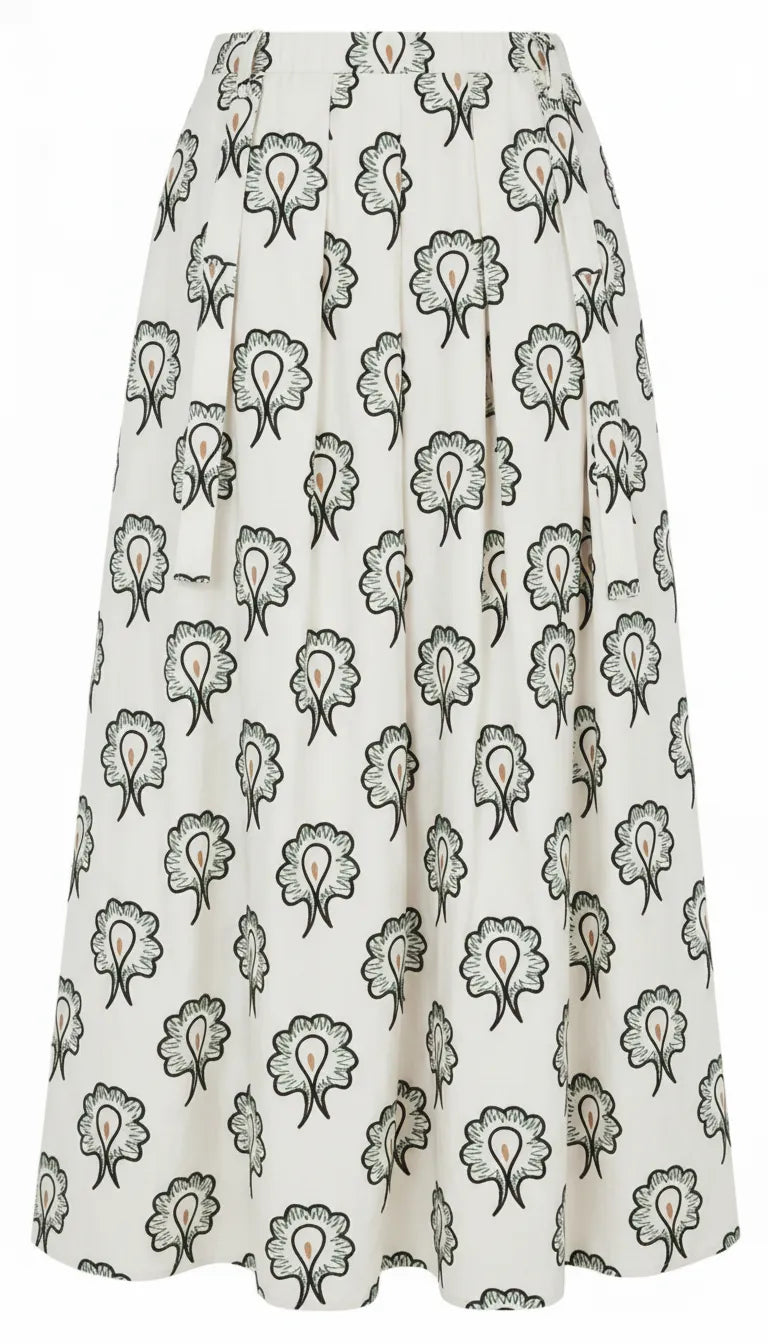 WHITE POPLIN SKIRT WITH EMBROIDERY