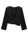 ASMA OPEN-BACK BLACK BLOUSE