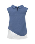 MANOLYA DOUBLE-LAYER BLUE BLOUSE
