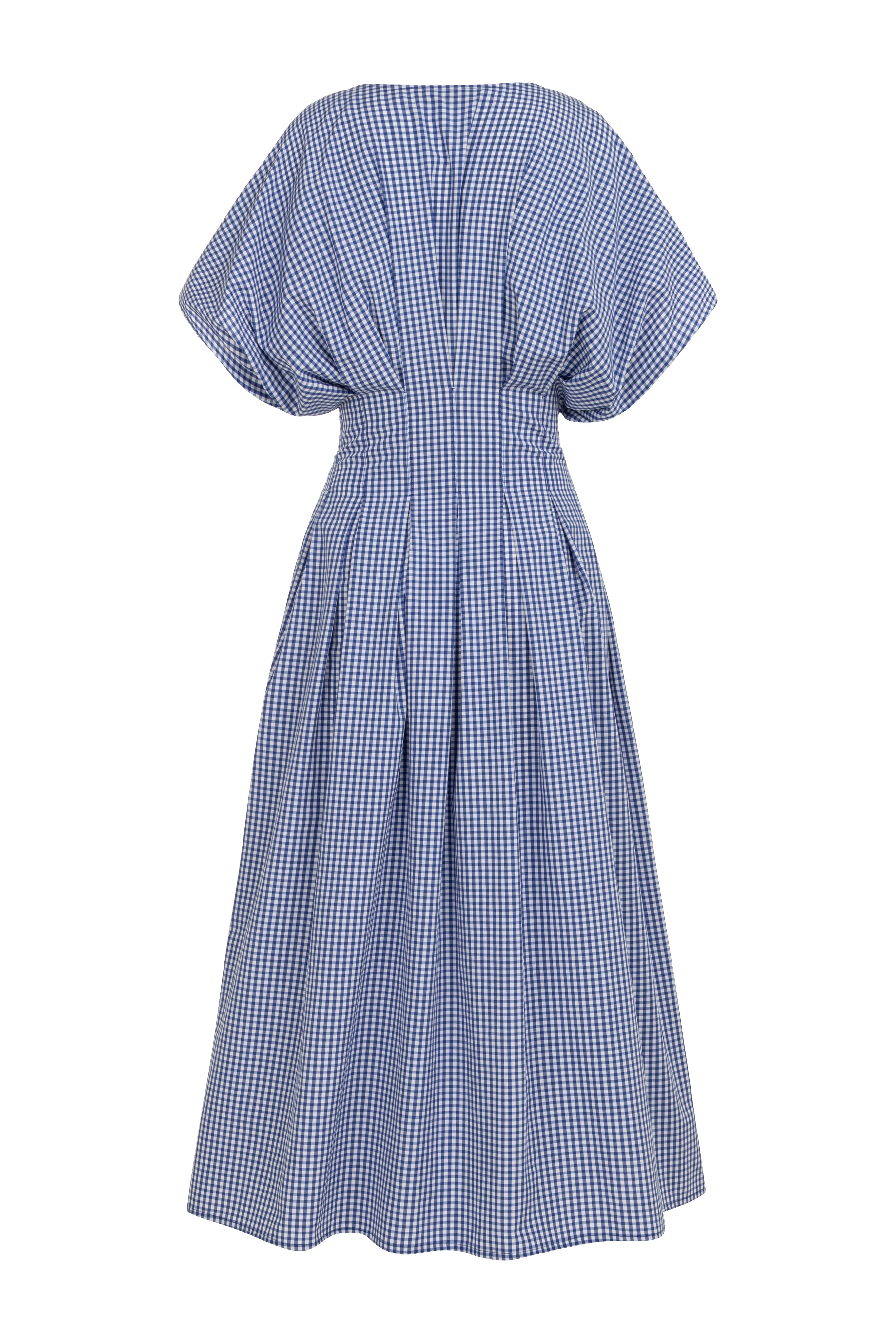 GINGHAM SHORT SLEEVED DRESS WITH TASSELS