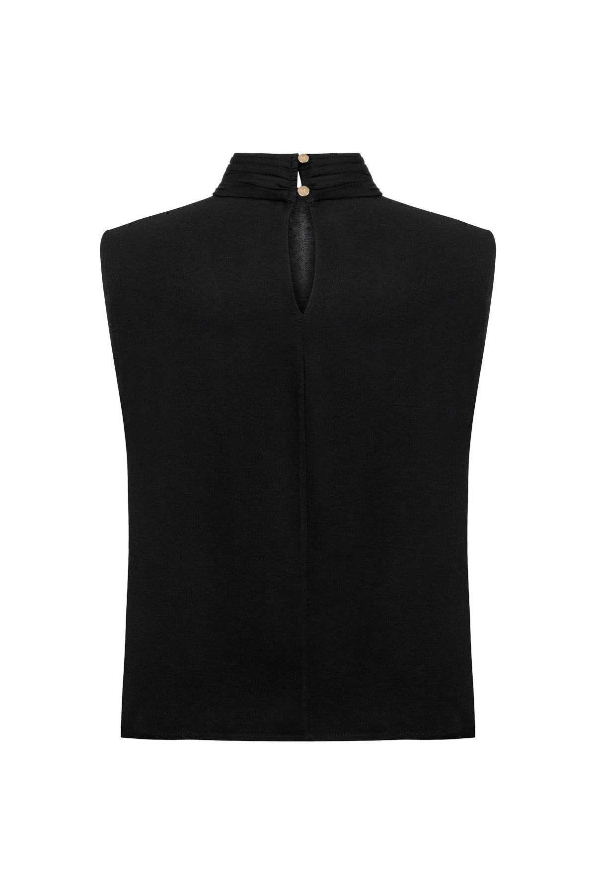 BLACK LALE BLOUSE WITH DRAPED NECKLINE