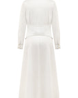 BELT DETAILED LONG SLEEVE WHITE DRESS