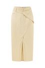 SCARF DETAILED BUTTER YELLOW SKIRT