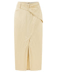 SCARF DETAILED BUTTER YELLOW SKIRT