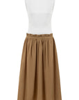WHITE TOP CAMEL SKIRT DRESS