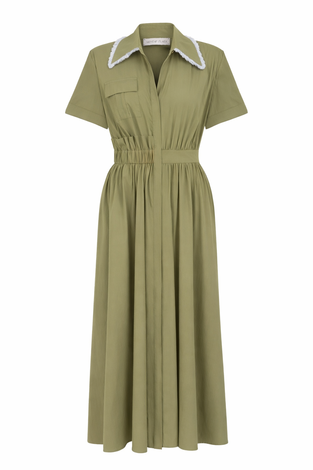 KHAKI POPLIN SHIRT DRESS