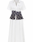 WHITE DRESS WITH DENIM CORSET