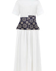 WHITE DRESS WITH DENIM CORSET