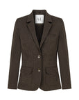 BROWN JACKET WITH BLUE COTTON COLLAR
