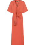 CORAL DRESS WITH SHAWL DETAIL