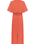 CORAL DRESS WITH SHAWL DETAIL