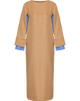 BOAT NECK DRESS WITH LAYERED SLEEVES