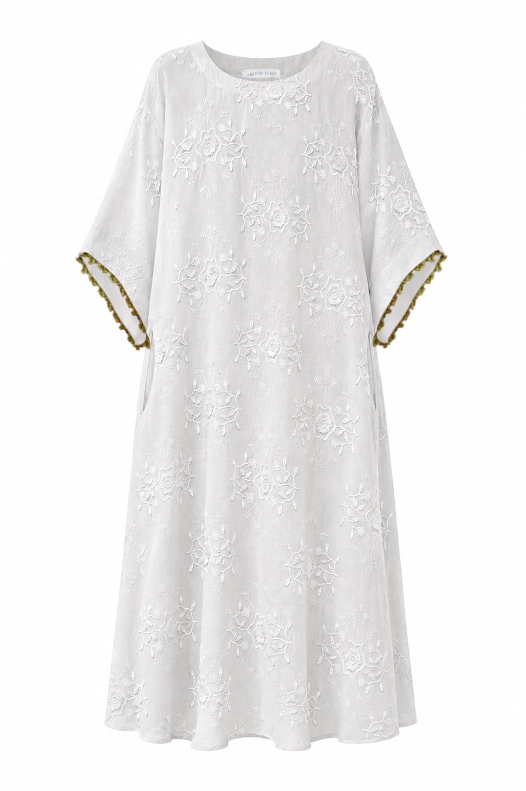 WHITE EMBROIDERED CAFTAN